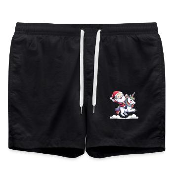 Le Père Noël chevauche une licorne - Short de bain - noir - Devant - AI Model Male 185 light (185cm)