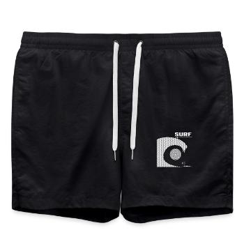 Surf, soleil, océan, et formes géométriques -blanc - Short de bain - noir - Devant - AI Model Male 185 light (185cm)