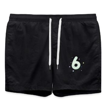 6e anniversaire watercolor étoile - Short de bain - noir - Devant - AI Model Male 185 light (185cm)