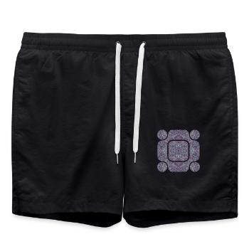 Purple Aztec Abstract - Swim Trunks - black - Front - AI Model Male 185 light (185cm)