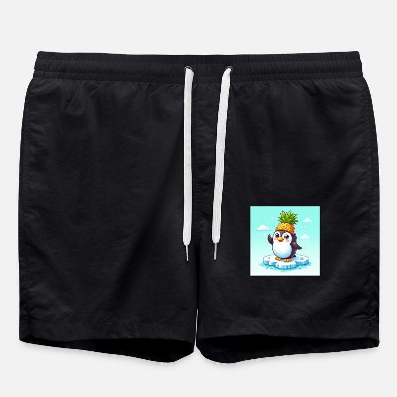 Happy Pinguin winkt - Badeshorts - Schwarz