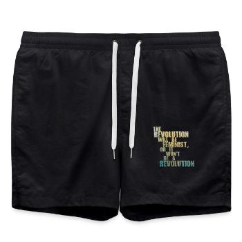 La Révolution sera féministe, ou ne sera-t-elle pas - Short de bain - noir - Devant - AI Model Male 185 light (185cm)