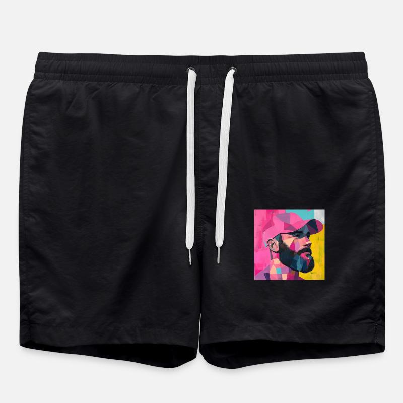 Vollbart - Badeshorts - Schwarz