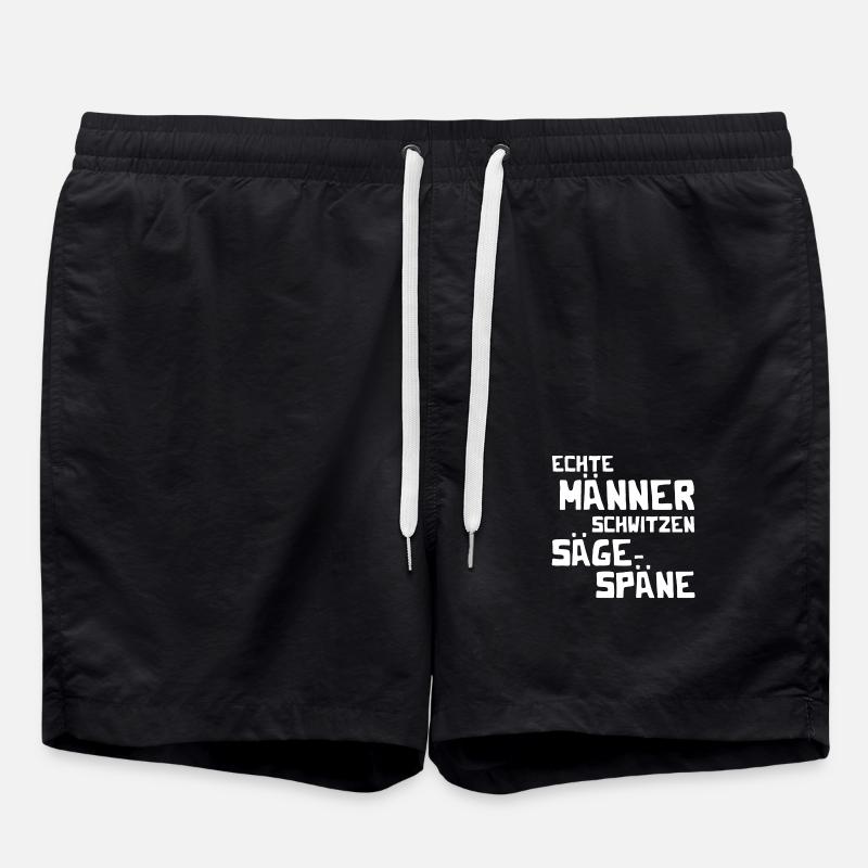 Echte Männer schwitzen Sägespäne - Kettensäge - Badeshorts - Schwarz