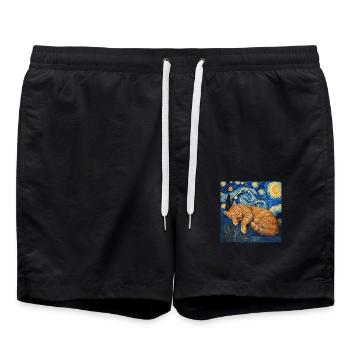 Chat Van Gogh Nuit étoilée - Short de bain - noir - Devant - AI Model Male 185 light (185cm)