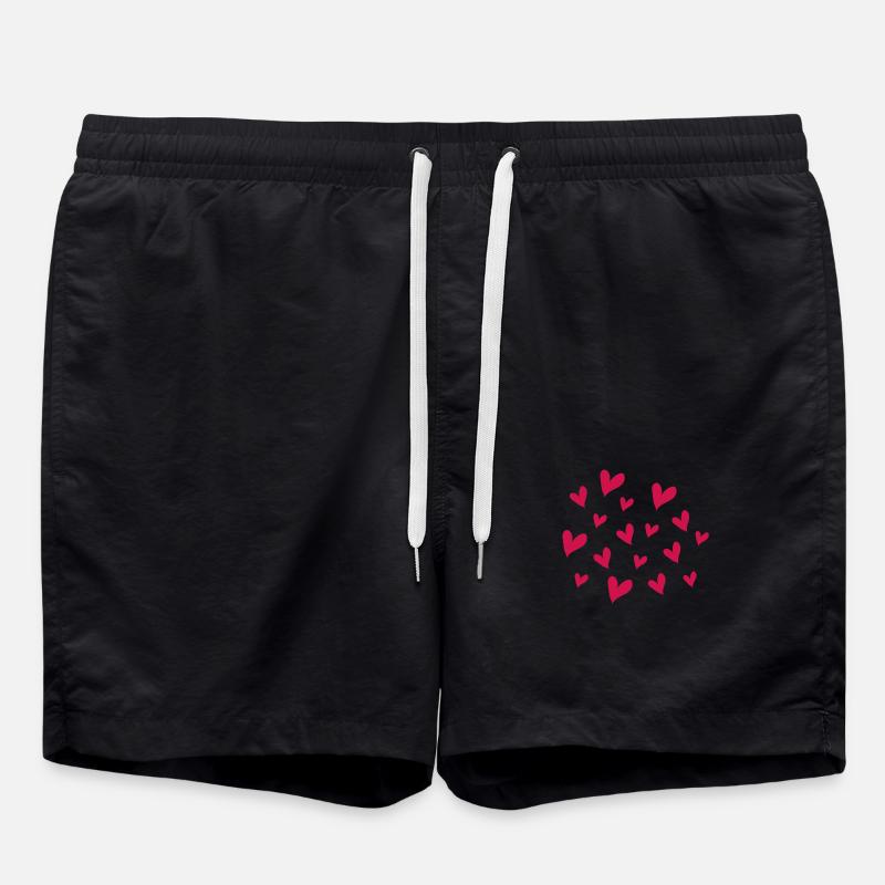 Herzen - Badeshorts - Schwarz