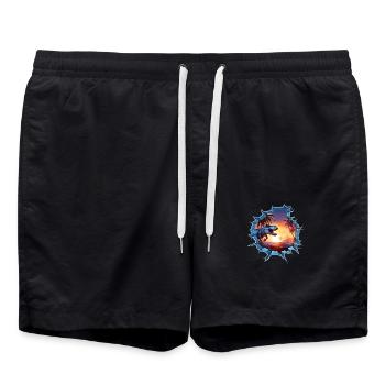 Autocollant T-rex de dinosaure - Short de bain - noir - Devant - AI Model Male 185 light (185cm)