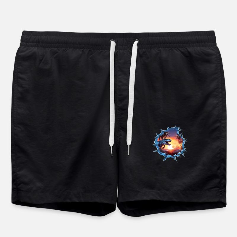Autocollant T-rex de dinosaure - Short de bain - noir