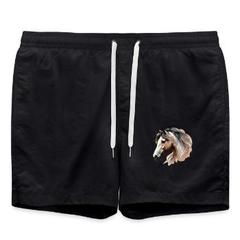 Aquarell Horse - Swim Trunks - black - Front - AI Model Male 185 light (185cm)
