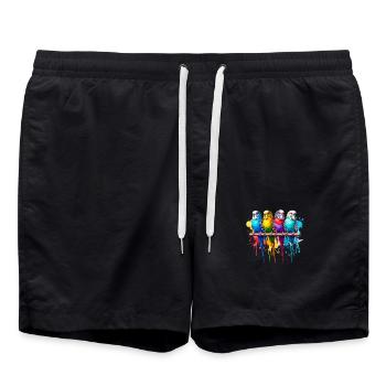 Colorful budgies - Swim Trunks - black - Front - AI Model Male 185 light (185cm)
