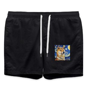 Shiba Inu Van Gogh - Short de bain - noir - Devant - AI Model Male 185 light (185cm)