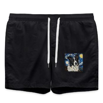 Border Collie - Swim Trunks - black - Front - AI Model Male 185 light (185cm)