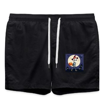 Squelette mignon au clair de lune - Short de bain - noir - Devant - AI Model Male 185 light (185cm)