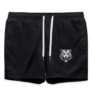 Powerful tiger head - Swim Trunks - black - Front - AI Model Male 185 light (185cm)