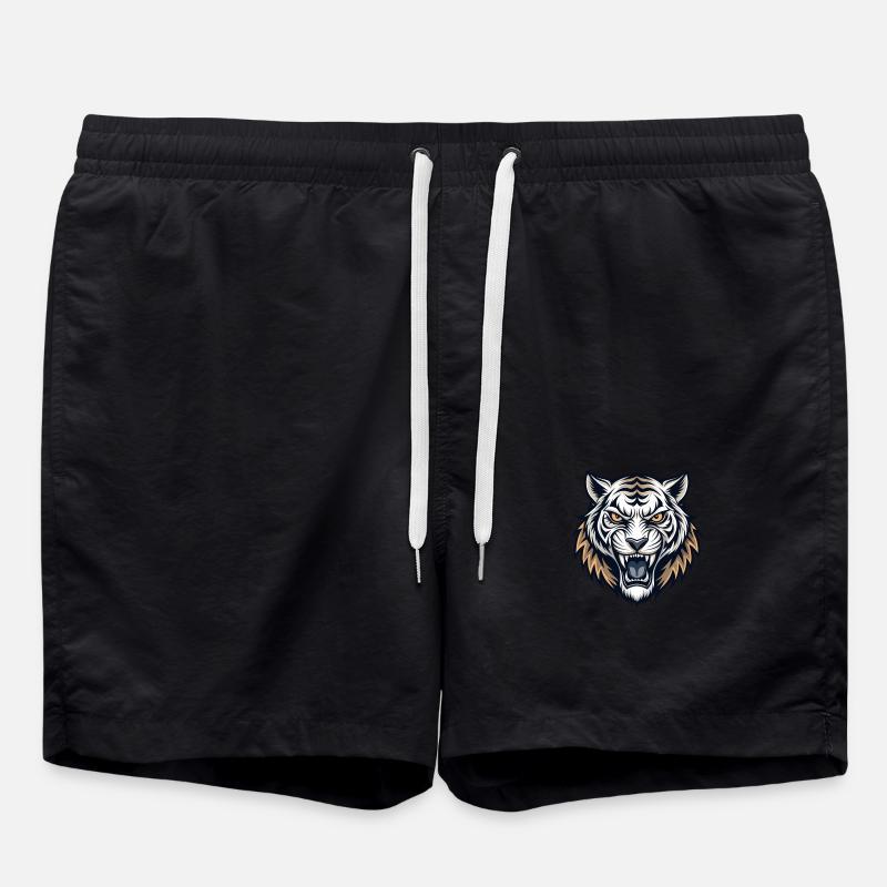 Kraftvoller Tigerkopf - Badeshorts - Schwarz