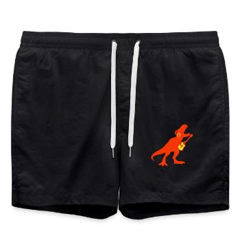 T-Rex Dino Guitare Basse Electro Dinosaure Musique - Short de bain - noir - Devant - AI Model Male 185 light (185cm)