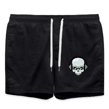 Skull Skeleton Skull Horror Halloween Head - Swim Trunks - black - Front - AI Model Male 185 light (185cm)
