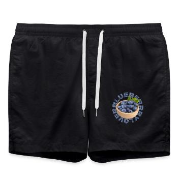 Heidelbeere / Blaubeere Liebe - Badeshorts - Schwarz - Vorne - AI Model Male 185 light (185cm)