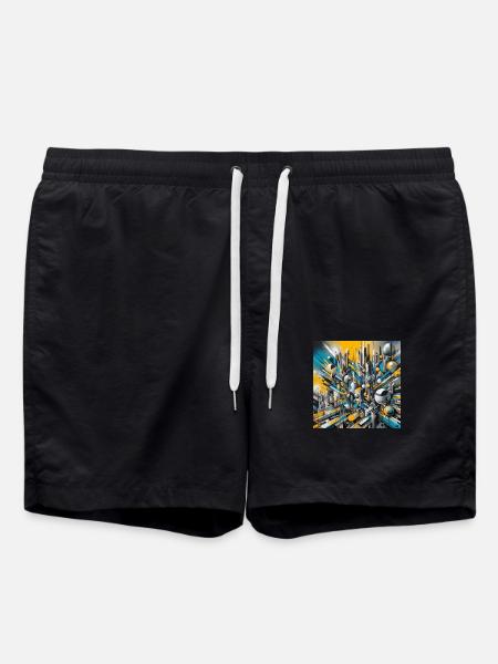 Yellow abstract - Swim Trunks - black