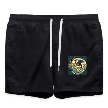 I Love Dragons - Swim Trunks - black - Front - AI Model Male 185 light (185cm)
