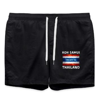 I'm off to - Koh Samui Thailand Flag T-Shirt - Swim Trunks - black - Front - AI Model Male 185 light (185cm)