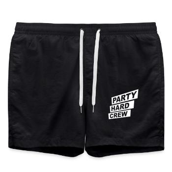 Party Hard Crew Mitglied Team Club Freunde Feiern - Badeshorts - Schwarz - Vorne - AI Model Male 185 light (185cm)
