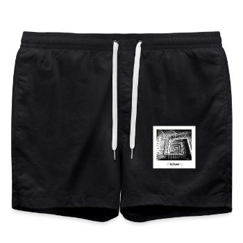 Wolfsburg Rathaustreppe - Badeshorts - Schwarz - Vorne - AI Model Male 185 light (185cm)