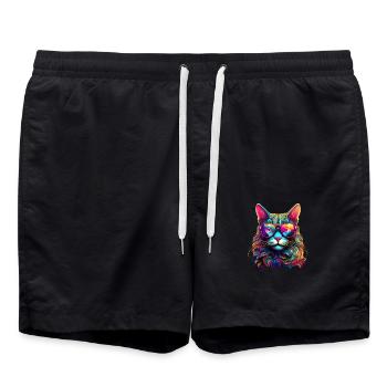 Chat Cool - Neon Vibes - Short de bain - noir - Devant - AI Model Male 185 light (185cm)