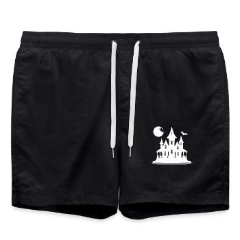 Full Moon Halloween Midnight Kids Haunted House - Swim Trunks - black - Front - AI Model Male 185 light (185cm)