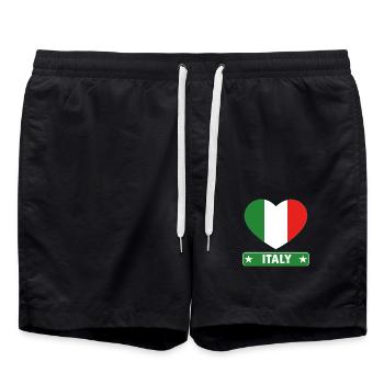 1094 Italy Heart Men's Women - Swim Trunks - black - Front - AI Model Male 185 light (185cm)