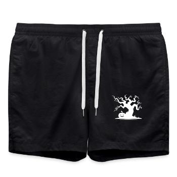 Unheimlicher Halloween Spukbaum mit Kürbis - Badeshorts - Schwarz - Vorne - AI Model Male 185 light (185cm)