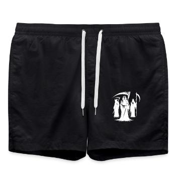 Scary Halloween old figures with scythes - Swim Trunks - black - Front - AI Model Male 185 light (185cm)