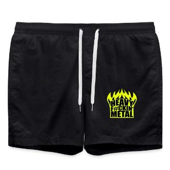 Heavy F#ckin' Metal Hard Rock Music Feuer Flammen - Badeshorts - Schwarz - Vorne - AI Model Male 185 light (185cm)