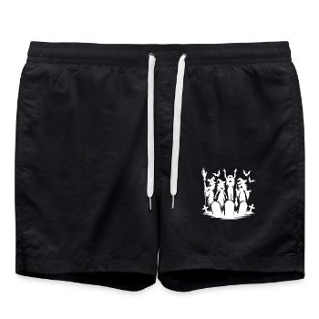 Hexen Halloween Fledermaus Friedhof Besen Party - Badeshorts - Schwarz - Vorne - AI Model Male 185 light (185cm)