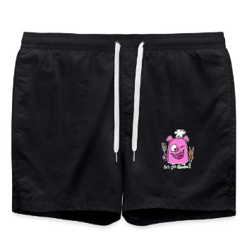 Vegan Power Pig - Aujourd’hui, il n’y a plus de viande :) - Short de bain - noir - Devant - AI Model Male 185 light (185cm)