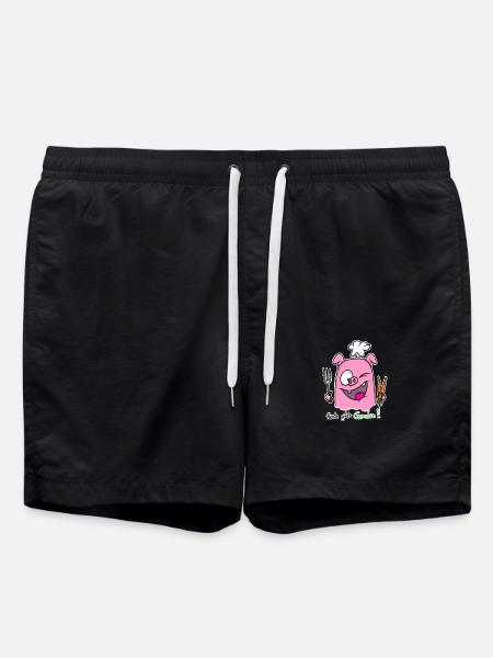 Vegan Power Pig - Heute gibts Gemüse :) - Badeshorts - Schwarz
