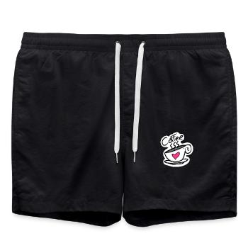 Cœur de café – la caféine servie avec amour ! - Short de bain - noir - Devant - AI Model Male 185 light (185cm)