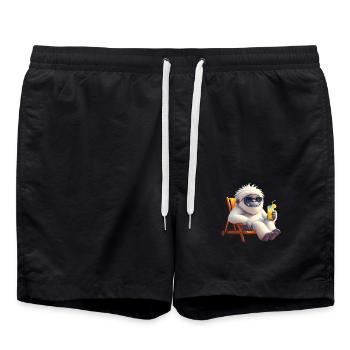 Yeti Monster in Sun Chair - Swim Trunks - black - Front - AI Model Male 185 light (185cm)