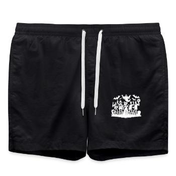 Funny Halloween Party with Zombie and Ghosts - Swim Trunks - black - Front - AI Model Male 185 light (185cm)