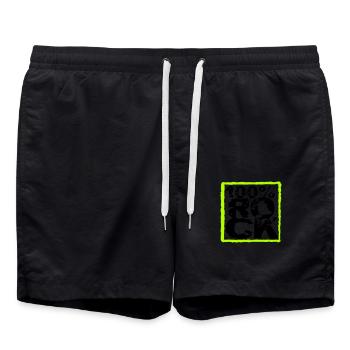 100 % Prozent Rock Heavy Metal Musik Text Logo Fun - Badeshorts - Schwarz - Vorne - AI Model Male 185 light (185cm)