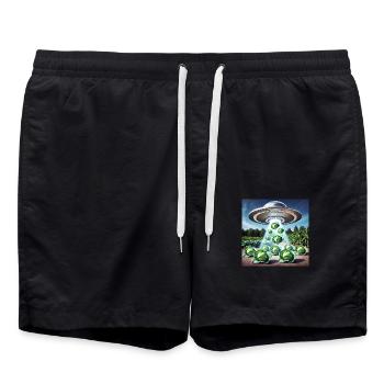 UFO & Cabbage - Green Invasion - Swim Trunks - black - Front - AI Model Male 185 light (185cm)