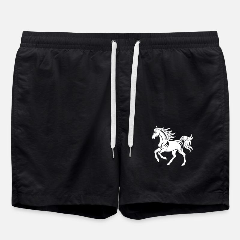 Elegante Pferde-Silhouette - Badeshorts - Schwarz