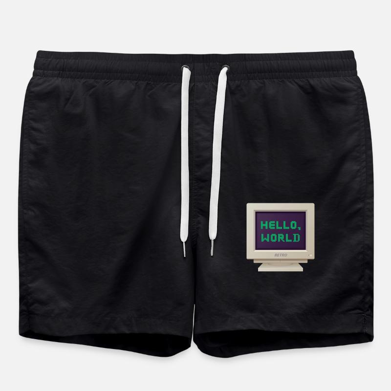 CRT-Design - Hallo Welt - Badeshorts - Schwarz