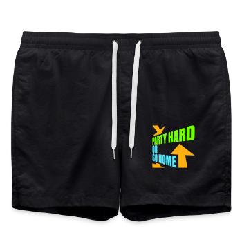 Party Hard Or Go Home Pfeile Nach Hause Gehen Logo - Badeshorts - Schwarz - Vorne - AI Model Male 185 light (185cm)