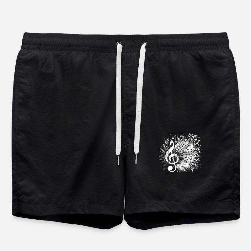 Exploding Music Clef Scale - Swim Trunks - black