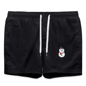 Schneemann mit Schal - Badeshorts - Schwarz - Vorne - AI Model Male 185 light (185cm)