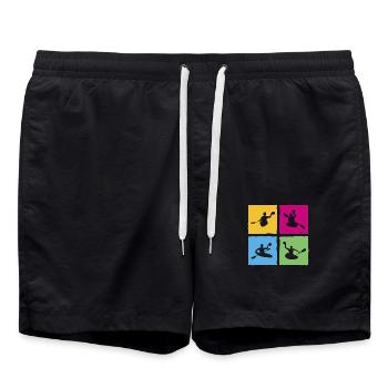 Kanupolo Canoe Polo Spieler Retro Style - Badeshorts - Schwarz - Vorne - AI Model Male 185 light (185cm)