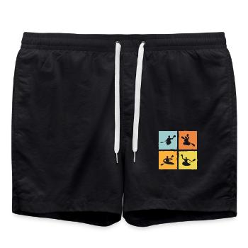 Kanupolo Canoe Polo Spieler Retro Style - Badeshorts - Schwarz - Vorne - AI Model Male 185 light (185cm)