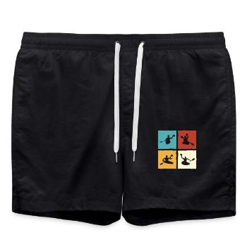 Kanupolo Canoe Polo Spieler Retro Style - Badeshorts - Schwarz - Vorne - AI Model Male 185 light (185cm)