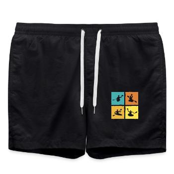 Kanupolo Canoe Polo Spieler Retro Style - Badeshorts - Schwarz - Vorne - AI Model Male 185 light (185cm)